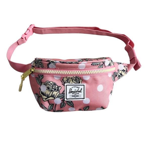 Herschel Pink Floral Hip Bag Fanny Pack Small Feminine Y2K Polka Dot Casual - Picture 1 of 10